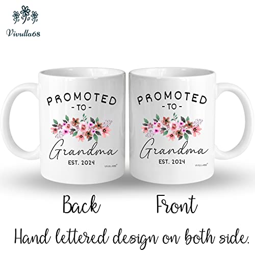 Vivulla68 Promoted To Grandparents Grandma And Grandpa 2024 Mugs, Pregnancy Announcement For Grandparents Mug Set, Grandma And Grandpa Announcement Gifts, Grandparents Baby Announcement Christmas Gift