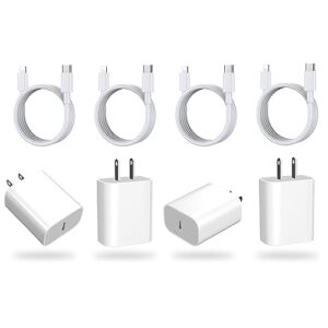 4-pack iphone fast charger, 20w pd usb c wall fast charger adapter with usb c cable compatible with iphone 14/14 pro/14 pro max/14 plus/13/12/11, ipad pro and more