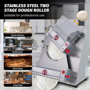 Hakka Pizza Dough Roller Sheeter - Adjustable Thickness and Size, Transparent Covers, 304 Stainless Steel, 370W, 110V