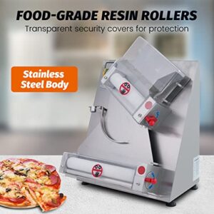Hakka Pizza Dough Roller Sheeter - Adjustable Thickness and Size, Transparent Covers, 304 Stainless Steel, 370W, 110V