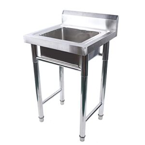 commercial stainless steel catering sink, catering single sink utility kitchen wash basin for restaurant, wash table single bowl, 19.69x19.69 inch