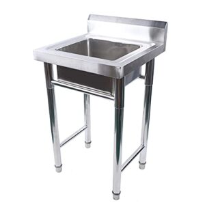 Commercial Stainless Steel Catering Sink, Catering Single Sink Utility Kitchen Wash Basin for Restaurant, Wash Table Single Bowl, 19.69x19.69 Inch