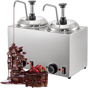 vadsbo commercial hot fudge warmer, 800w/1600w cheese sauce warmer pump dispenser, stainless steel food warmer chocolate heated pump 30-110℃, for hot fudge caramel butter