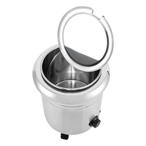 commercial soup kettle - 10qt electric countertop food soup warmer round restaurant soup kettle with temp control stainless steel hinged lid detachable pot for home, catering, restaurants, silver 400w