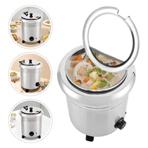 Commercial Soup Kettle - 10QT Electric Countertop Food Soup Warmer Round Restaurant Soup Kettle with Temp Control Stainless Steel Hinged Lid Detachable Pot for Home, Catering, Restaurants, Silver 400W