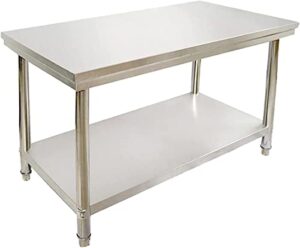 commercial kitchen work catering table for hotel, kitchen work table commercial stainless steel worktable work bench with adjustable table foot scratch resistent rack (size : 80x80x80cm)