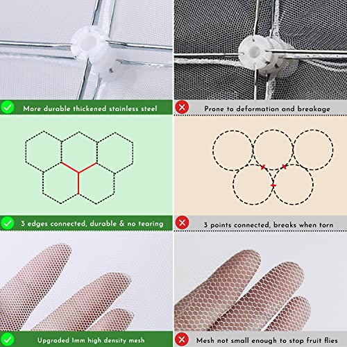 Mesh Food Covers for Outside - 10 Pack Upgraded 2 Extra Large 40x24 in & 8 Large 17x17 in Outdoor Party Food Cover Tent Collapsible Picnic Nets Umbrella Screen Pop Up Food Dome (White)