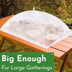 Mesh Food Covers for Outside - 10 Pack Upgraded 2 Extra Large 40x24 in & 8 Large 17x17 in Outdoor Party Food Cover Tent Collapsible Picnic Nets Umbrella Screen Pop Up Food Dome (White)