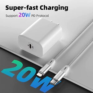 [MFi Certified] iPhone Charger Fast Charging, 2 Pack 20W PD USB-C Wall Charger and 6 FT USB C to Lightning Cable iPhone Fast Charger Compatible iPhone 14 13 12 11 More