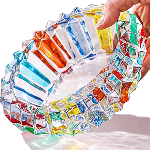 Crystal Colorful Ashtray, Cigar Cigarettes Ash Tray Holder Home Office Desktop Tabletop Decoration (5.5")