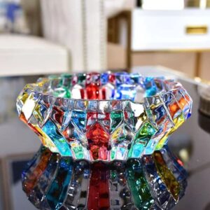 Crystal Colorful Ashtray, Cigar Cigarettes Ash Tray Holder Home Office Desktop Tabletop Decoration (5.5")