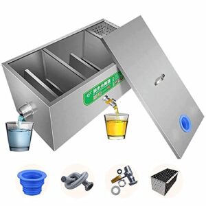 commercial grease trap, stainless steel grease trap interceptor, with removable baffles waste oil-water separator under sink grease trap, for kitchen, restaurants, coffee shops