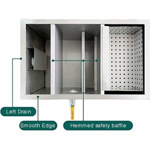 Commercial Grease Trap, Stainless Steel Grease Trap Interceptor, with Removable Baffles Waste Oil-Water Separator Under Sink Grease Trap, for Kitchen, Restaurants, Coffee Shops