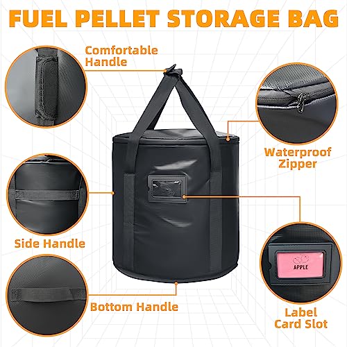 Upgraded 2PCS 20LBS Pellet Grills Stay Dry Pellet Bin - Wood Pellet Storage Bag Container - Smoker Pellet Dispenser - Anti-Shock Foam Layer Reduces Wood Pellets/Charcoal Chipping