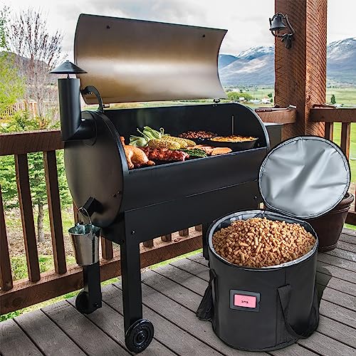 Upgraded 2PCS 20LBS Pellet Grills Stay Dry Pellet Bin - Wood Pellet Storage Bag Container - Smoker Pellet Dispenser - Anti-Shock Foam Layer Reduces Wood Pellets/Charcoal Chipping