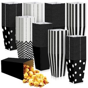 chuangdi 200 pcs popcorn boxes for party mini paper popcorn boxes black and white treat boxes disposable popcorn containers small popcorn holder for birthday holiday decoration, 2 x 2.8 x 4.5 inch