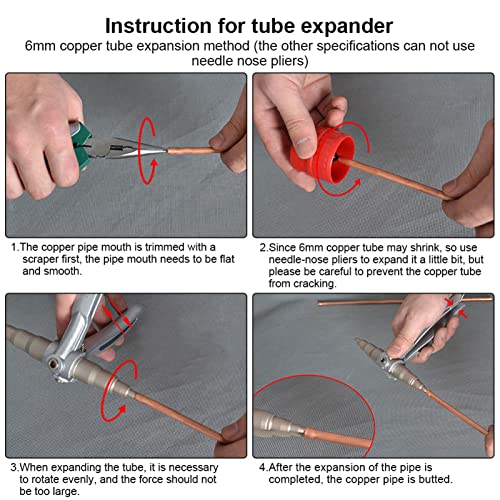 Ozgkee Copper Pipe Tube Expander Hand Pipe Stainless Steel Manual Copper Tube Expander Air Conditioner Maintain Repair Hand Expanding Tool