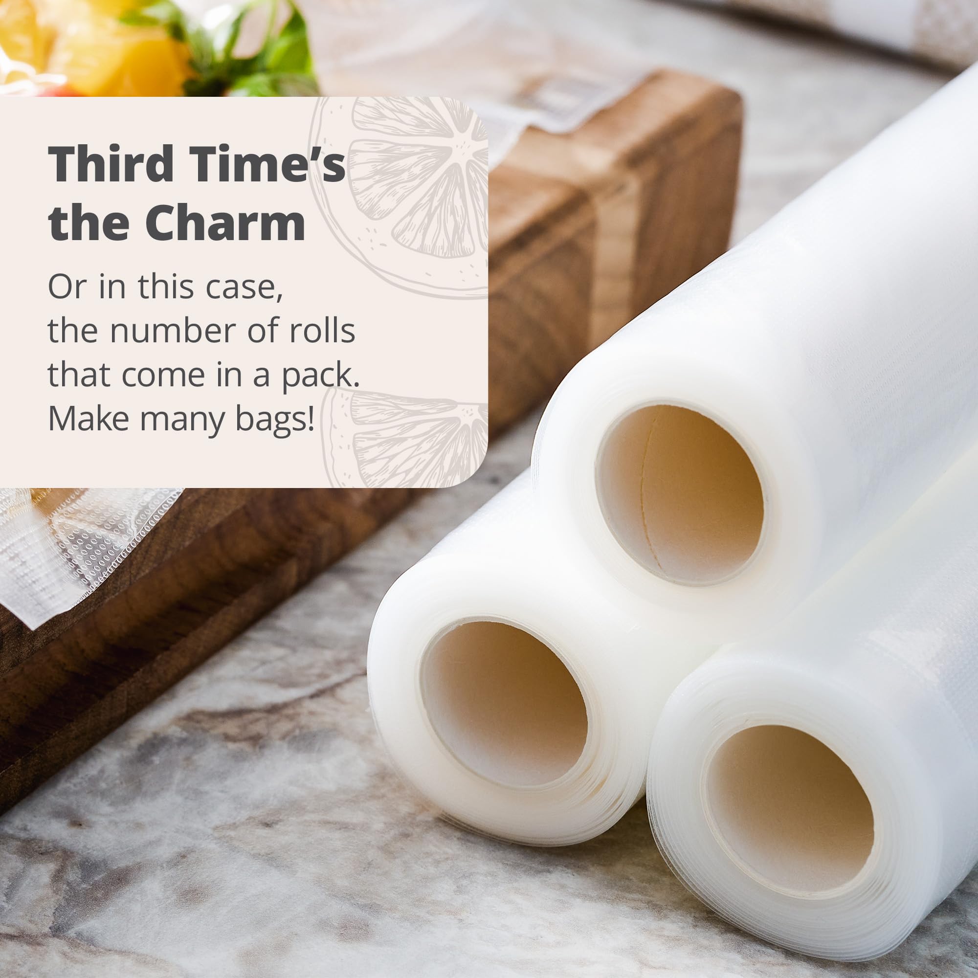 Greater Goods Vacuum Seal Rolls - Pack of 3 Rolls of Food Saver Bags, Each Roll 118 Inches Long | Vacuum Seal Bags Made from Food-Grade, BPA-Free Material | Designed in St. Louis