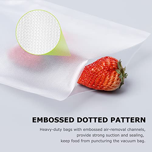 Bonsenkitchen Vacuum Food Sealer Bags 200 Quart 8" x 12', BPA Free, Commercial Grade Textured Food Vacuum Sealer Bag, Thick Embossed Bags for Food Storage and Sous Vide Cooking