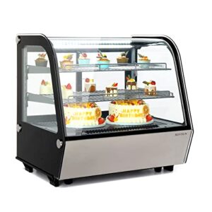 rovsun 4.2 cu.ft. commercial display refrigerator, refrigerated display case countertop pastry display case w/led lighting air-cooling automatic defrost rear sliding door for cafe restaurant