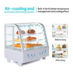 ROVSUN Refrigerated Display Case 3.5 Cu.Ft. Countertop Pastry Display Case Commercial Display Refrigerator w/LED Lighting Air-cooling Automatic Defrost Rear Sliding Door