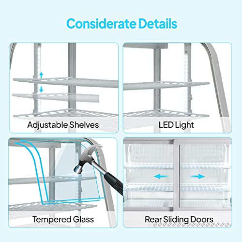 ROVSUN Refrigerated Display Case 3.5 Cu.Ft. Countertop Pastry Display Case Commercial Display Refrigerator w/LED Lighting Air-cooling Automatic Defrost Rear Sliding Door