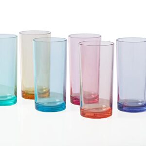 US Acrylic Classic Plastic Reusable Drinking Glasses (Set of 6) 16oz Water Cups Assorted Colors | BPA-Free Tumblers, Made in USA | Top-Rack Dishwasher Safe