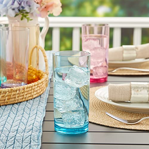 US Acrylic Classic Plastic Reusable Drinking Glasses (Set of 6) 16oz Water Cups Assorted Colors | BPA-Free Tumblers, Made in USA | Top-Rack Dishwasher Safe