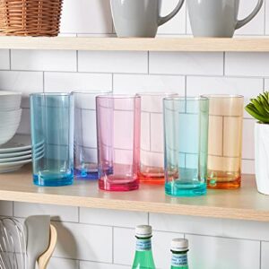 US Acrylic Classic Plastic Reusable Drinking Glasses (Set of 6) 16oz Water Cups Assorted Colors | BPA-Free Tumblers, Made in USA | Top-Rack Dishwasher Safe