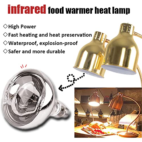 GEHPYYDS Commercial Food Warmer Lamp Double Arm Buffet Station lamp Display Heating Preservation Light,Double Head Multi-Directional Adjustment Catering Food Warmer Lights 250W,Silver