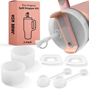 Jmoe USA Leakproof Spill Stopper Kit | 6 Pieces for Stanley Cup H2.0 40oz / 30oz ONLY | Tumbler Accessories | Food-Grade Silicone Straw Cover Caps, Square & Round Stopper Plugs | BPA Free | 2 Sets