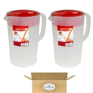 Rubbermaid Clear Pitcher BPA free Red Cover, 1 Gallon - Pack of 2