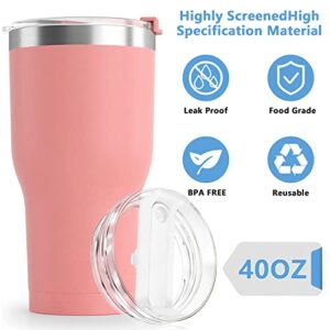 Mojoker 2 Pcs White Skinny Tumbler Lid Replacement, 40 OZ Tumbler Lid Compatible for Stanley, Spill Proof Splash Resistant Tumbler Covers Fit for Stanley Tumbler and More Coffee Mugs