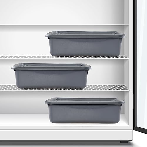 Esdiplot 13 L Commercial Bus Tub with Lid, Food Service Bus Tubs with Lids, Bus Box for Restaurant, Gray, 3 Pack