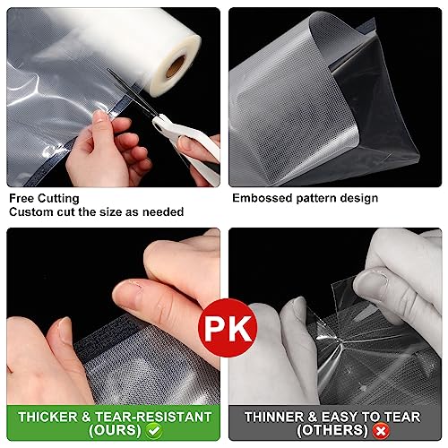 Patelai 6 Pack Clear Vacuum Sealer Bags 3 Rolls 11'' x 50'' and 3 Rolls 8'' x 50'' Sous Vide Meal Prep Vacuum Sealer Bags Rolls Puncture Prevention Commercial Grade Seal Bags for Food Cooking Storage