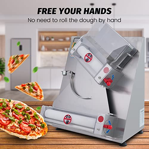 EASYROSE Electric Dough Sheeter Machine 370W Max 11.8" Pizza Dough Roller Sheeter, Automatic Commercial Pizza Dough Press Machine, Noodle Bread Pasta Maker