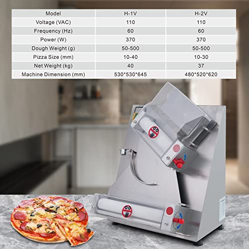 EASYROSE Electric Dough Sheeter Machine 370W Max 11.8" Pizza Dough Roller Sheeter, Automatic Commercial Pizza Dough Press Machine, Noodle Bread Pasta Maker