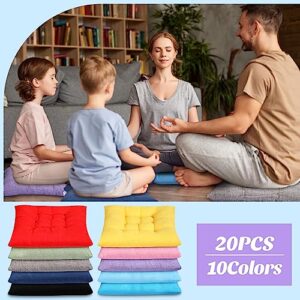 Geetery 20 Pieces Floor Cushions Flexible Seating for Classroom Colorful Elementary Square Seat Pillows Seating 15.75 Inch Classroom Seating for Kids Adult Classroom Home Office Chair Supplies