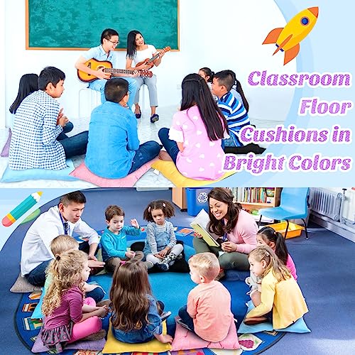 Geetery 20 Pieces Floor Cushions Flexible Seating for Classroom Colorful Elementary Square Seat Pillows Seating 15.75 Inch Classroom Seating for Kids Adult Classroom Home Office Chair Supplies