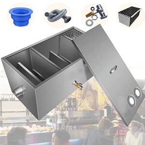 qxiuddys top inlet commercial grease interceptor with removable baffles waste oil-water separator under sink grease trap for restaurant factory home kitchen,2waterintake