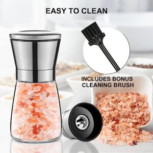 PARACITY Pepper Grinder 6.7 OZ, Adjustable Coarseness Salt Grinder, Stainless Steel Pepper Mill with Ceramic Rotor, Salt and Pepper Grinder, Salt & Spice Shakers with Cleaning Brush (1 Pack)