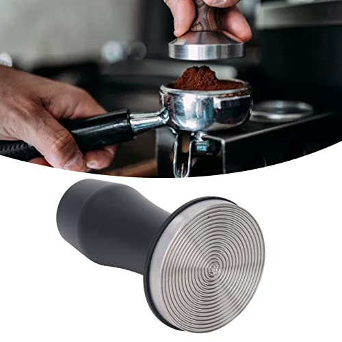 Flat Base Coffee Tamper, Calibrated Compression Mechanism Tamper Spring Loaded Ergonomic Handle for Cafe(58 Thread Bottom)