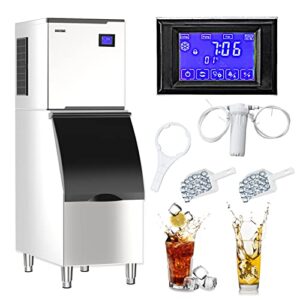 icemate ice machine commercial 400 lbs/24h commercial ice maker machine with storage 350 lbs commercial ice machine with drain pump,suitable for restaurants, bars, coffee shops, large families,etc