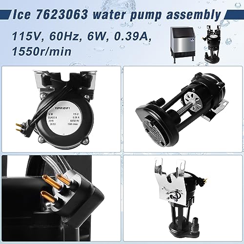 7623063 76-2306-3 Water Pump Assembly, 115V, 60Hz, 6W Compatible with manitowoc Ice Machine,Fit for A, B, C, E, G, H, J, K, M, P and Q Series. 2-Year Warrenty