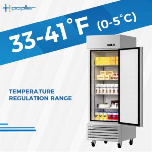 HIPOPLLER 27" W Commercial Stainless Steel Freezer, Single Door 25 cu. ft. Reach In Freezer with 4 Shelves and LED Light, 115v for Commercial Kitchen, Restuarant, Bar, Shop, etc