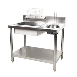 kolhgnse commercial breading table fried chicken station stainless steel kitchen prepare workdesk fry food chicken fish prepare workdesk for restaurant, home and hotel