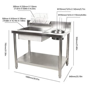 KOLHGNSE Commercial Breading Table Fried Chicken Station Stainless Steel Kitchen Prepare Workdesk Fry Food Chicken Fish Prepare Workdesk for Restaurant, Home and Hotel