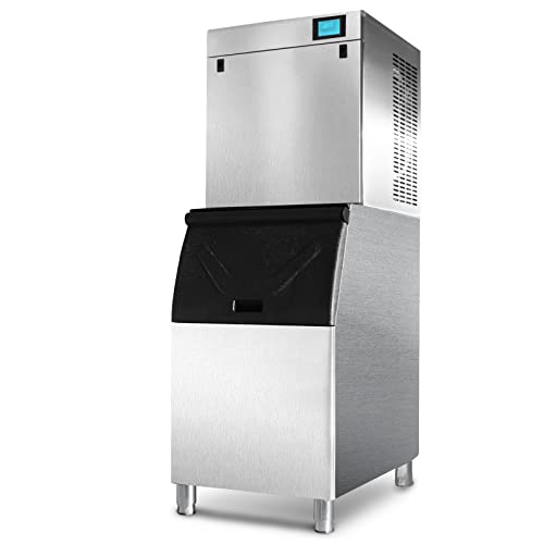 22" Commercial Ice Maker Machine 550LBS/24H with 350LBS Large Storage Bin, 990W SECOP Compressor, Air Cooled, Automatic Cleaning, Perfect for Restaurants, Bars, Cafes, Commercial Ice Machine