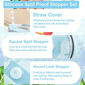 Stanley Spill Stopper,9PcsSilicone Spill Proof Stopper Set,for Stanley Cup 1.0 40oz/30oz spill proof stopper set,with Round Top Leak Proof stopper Plug&Square lid anti-leak Stopper &Straw Cap Cover