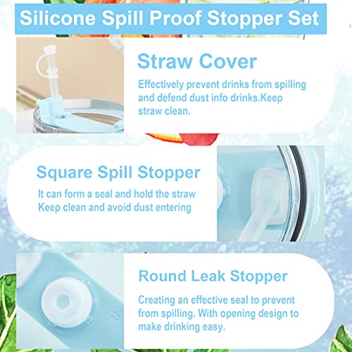 Stanley Spill Stopper,9PcsSilicone Spill Proof Stopper Set,for Stanley Cup 1.0 40oz/30oz spill proof stopper set,with Round Top Leak Proof stopper Plug&Square lid anti-leak Stopper &Straw Cap Cover